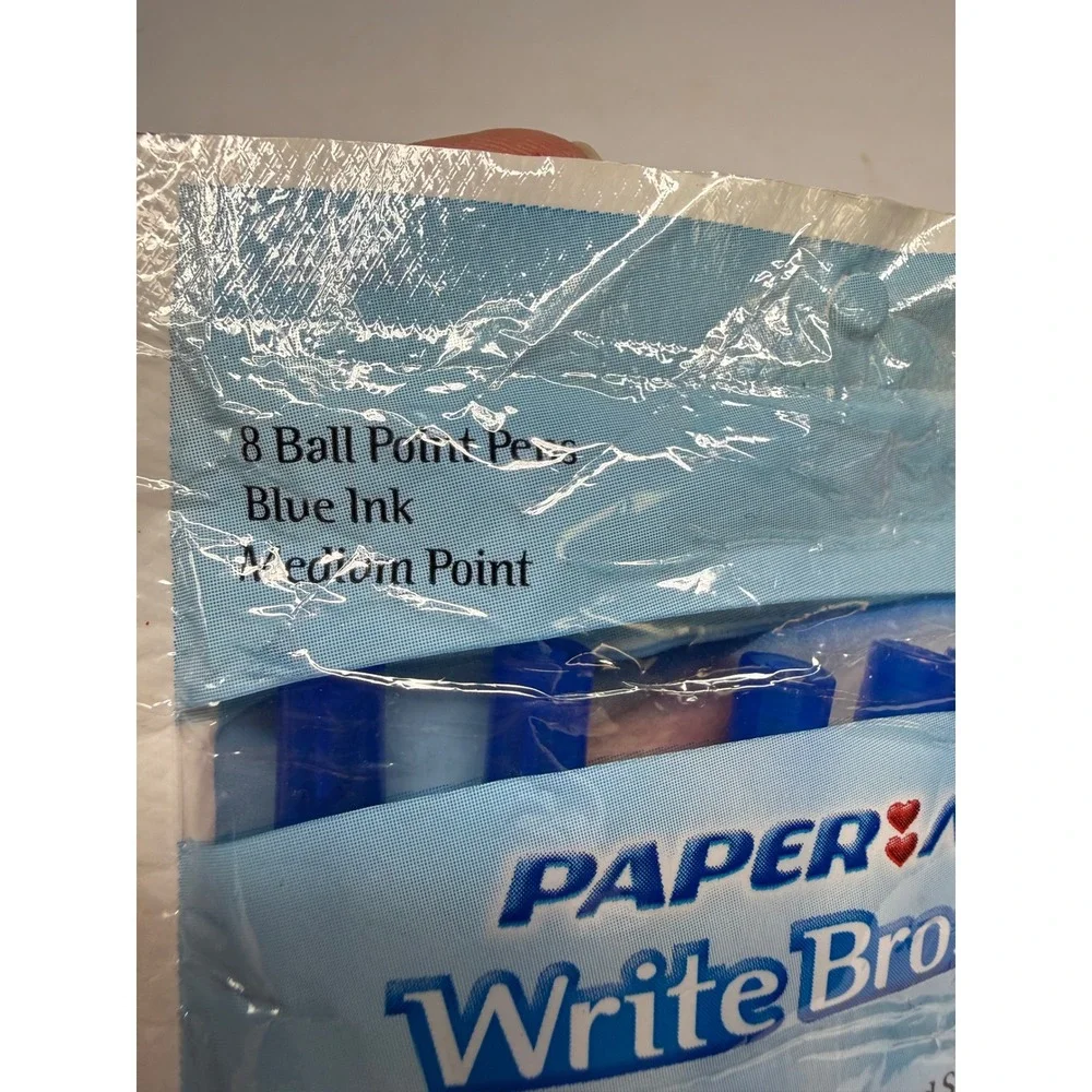Paper Mate Write Bros Grip Blue Ink Ballpoint Pens Medium 1.0mm 8 Count 88086